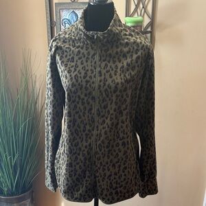 Old Navy Women's Green Leopard Fleece Jacket